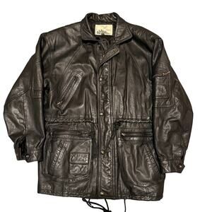 Vintage Adler Black Leather Jacket Bomber Biker Oversized Men Medium  Moto